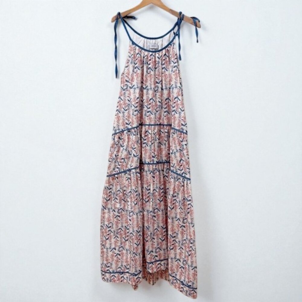 NWT Greylin Alix Halter Tiered Midi Dress Ivory Clay Bump Friendly One Size - Picture 2 of 6